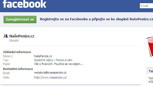 NašePeníze.cz na Facebooku - přidejte se
