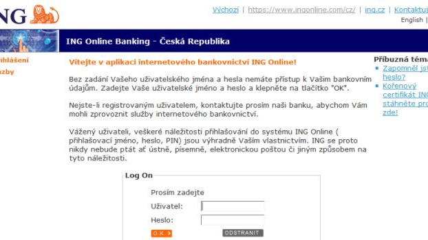 Internetové bankovnictví ING má v Česku problémy