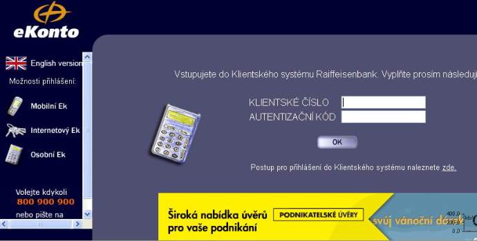 Počítačoví piráti zaútočili na bankovní účty klientů Raiffeisenbank