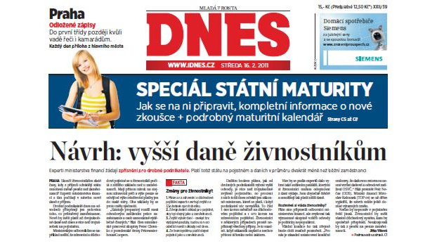 Kalousek: Vyšší daně živnostníkům nechystám, MF DNES zveřejňuje poplašné zprávy