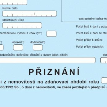 Složenky za daň z nemovitosti, mají špatná čísla bankovního účtu
