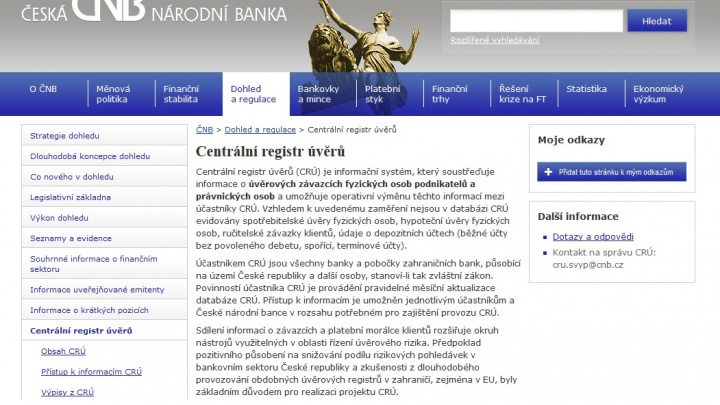 CRÚ - Centrální registr úvěrů (CRÚ)