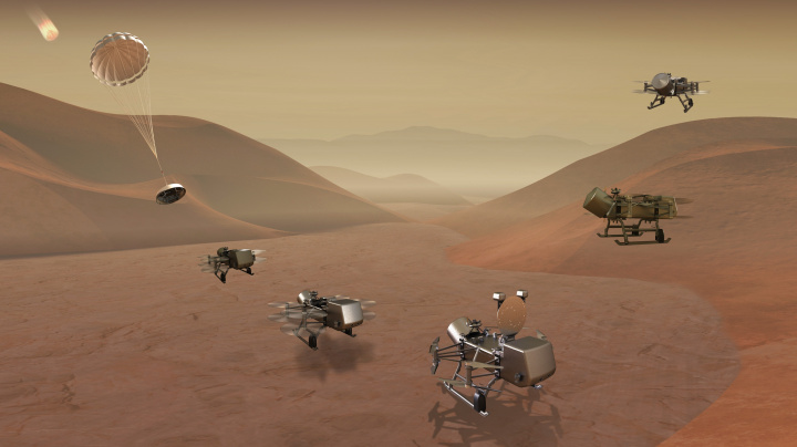 Robotická 'vážka' poletí zkoumat měsíc Titan, jiní létající roboti předtím navštíví Mars