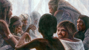 Homo sapiens v družném hovoru.