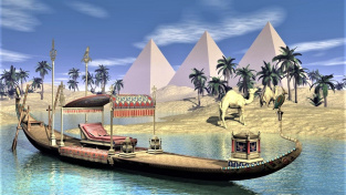 Bělostné starověké pyramidy zařící nad Nilem.