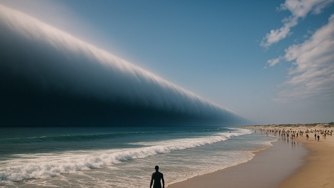 Pozor, tsunami! Návštěvníky pláže k smrti vyděsil vzácný mrak