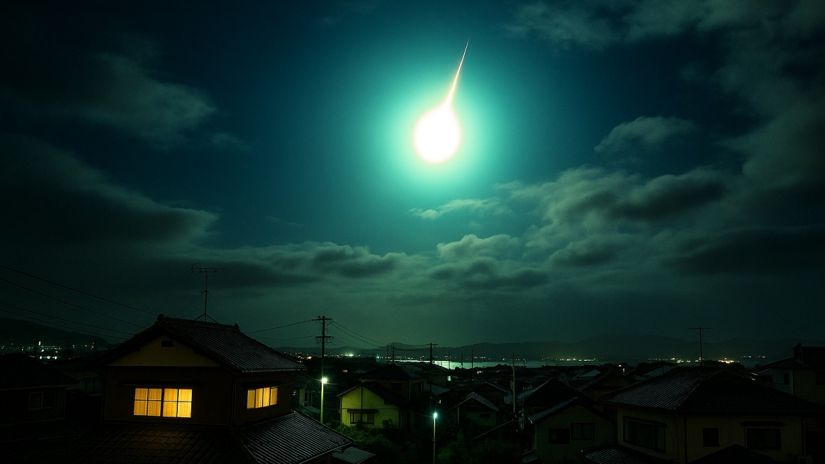 Jako by z oblohy padal Měsíc. Japonsko ozářila vzácná ohnivá koule