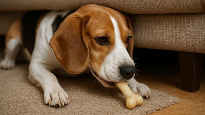 Poklady pod gaučem: proč psi ukrývají hračky, jídlo i ponožky