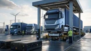 Výměna baterie za pět minut místo tankování: Čínský model elektrických nákladních aut míří do Evropy