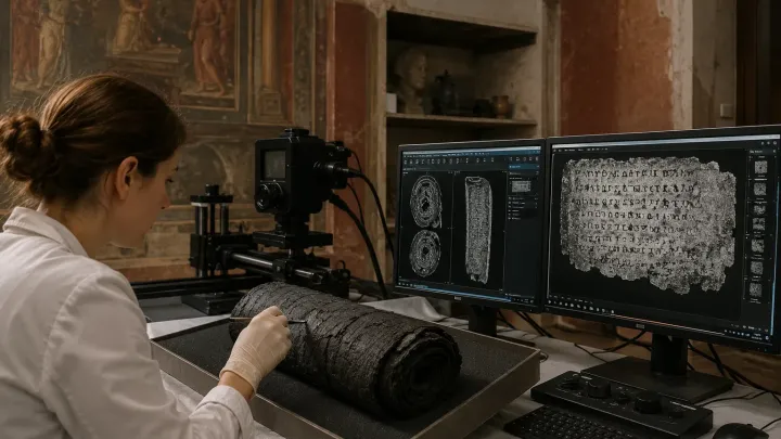 Umělá inteligence čte spálenou knihovnu z Vesuvu, první svitek už přečetli celý