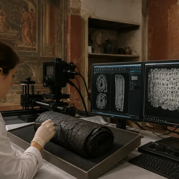 Umělá inteligence čte spálenou knihovnu z Vesuvu, první svitek už přečetli celý
