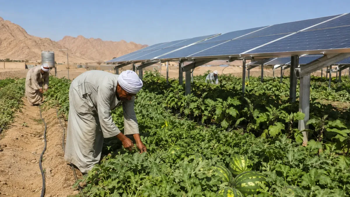 Vodní meloun pod solárním panelem: jak Egypt zkouší napájet pole i sítě zároveň