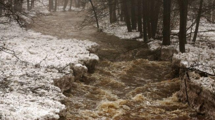 Pohraniční řeka Mandava se kvůli dešťům rozvodňuje