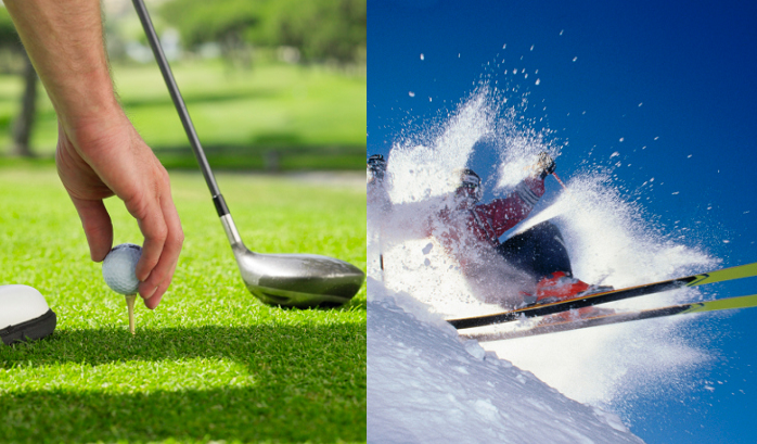 Varování pro golfisty: Nelyžujte, nekoulujte se. Hrozí zranění