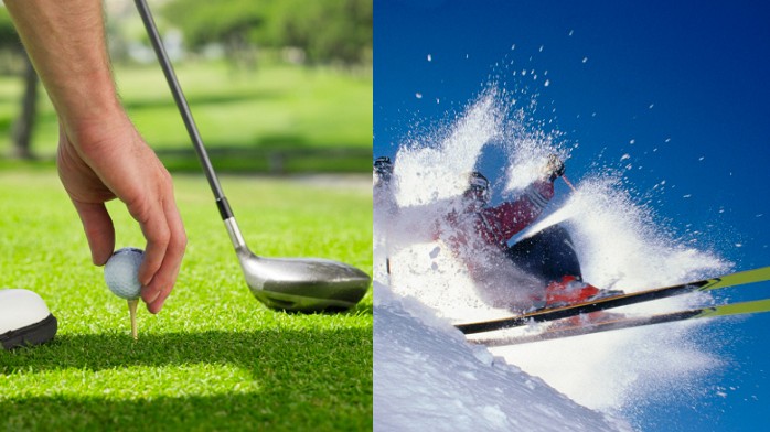 Varování pro golfisty: Nelyžujte, nekoulujte se. Hrozí zranění