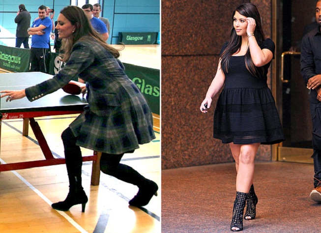 Kate Middleton a Kim Kardashian na podpatcích