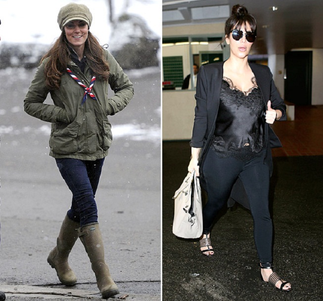 Kate Middleton a Kim Kardashian v neformálním oblečení