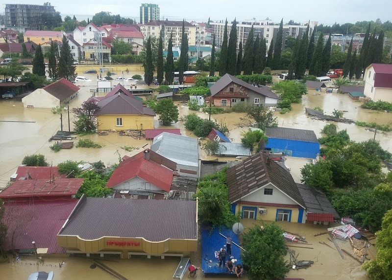 Blesková povodeň v Soči a okolí
