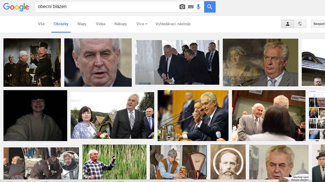 Zeman jako obecní blázen. Stal se obětí 'Google bomby'