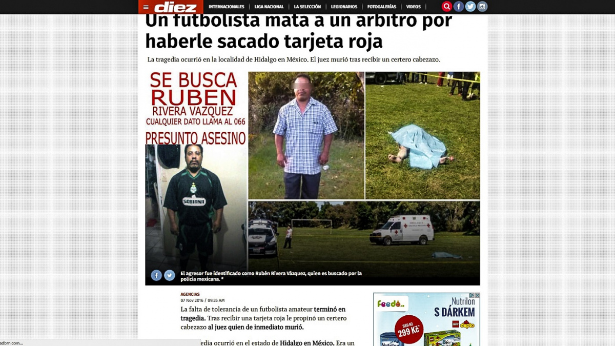 Fotbalista zabil rozhodčího přímo na hřišti. Protože ho vyloučil