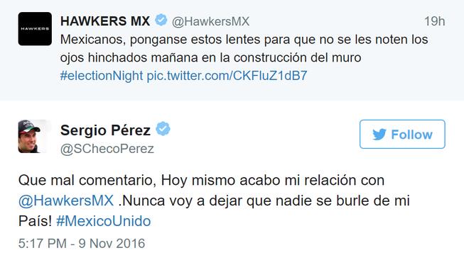 Sergio Pérez reagoval na rasistický tweet svého sponzora skončením spolupráce