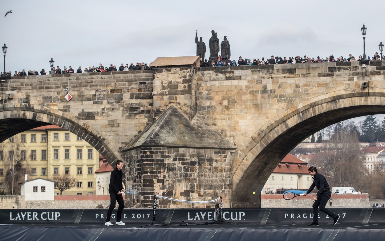 Federer si zahrál s Berdychem na Vltavě. A chtěl by čtyřhru s Nadalem