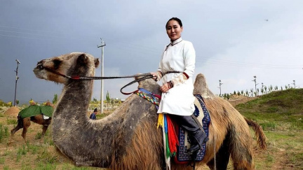 Odvážná turistka z Mongolska si plní sen. Na velbloudech míří do Londýna