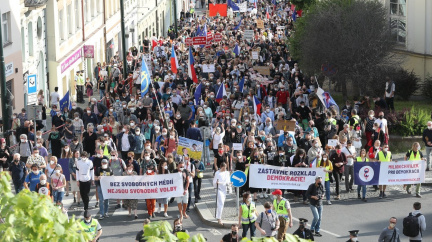 Spolek Milion chvilek v Praze demonstroval proti Benešové