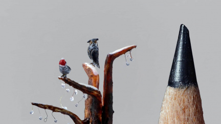 Umělkyně vytváří neviditelné sošky ptáků. Ožívají pod mikroskopem