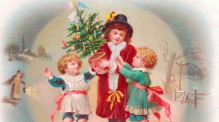 Vánoční pohledy z dob minulých: Dětská radost a zasněžená krajina