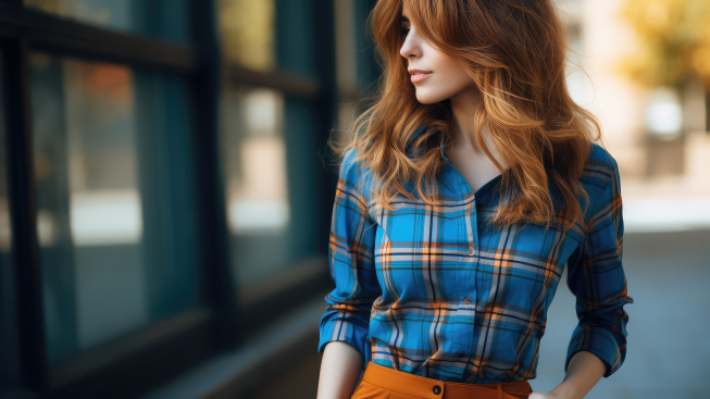 stylish-blue-orange-plaid