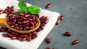 red-kidney-beans-wooden-plate-spoon-white-fabric