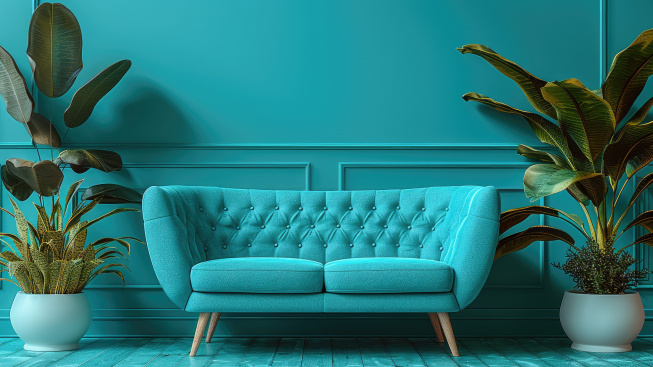 blue-couch-with-plant-side-it