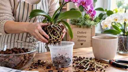 Orchidej teď zkontrolujte. Jedna chyba v květináči ji může připravit o kořeny i další kvetení