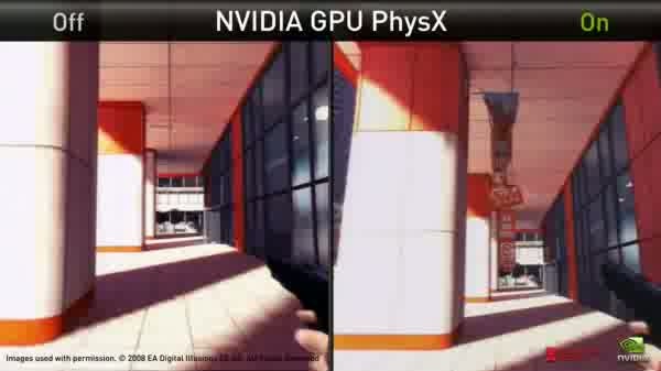 Mirrors Edge PC PhysX srovnavaci video bez zpomalovani
