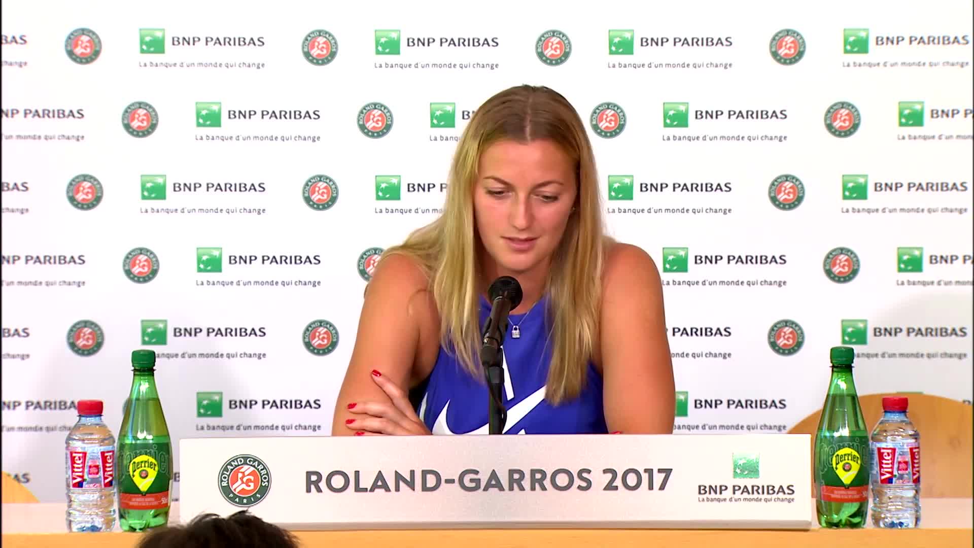 Tisková konference Petry Kvitové po vítězství v prvním kole Roland Garros