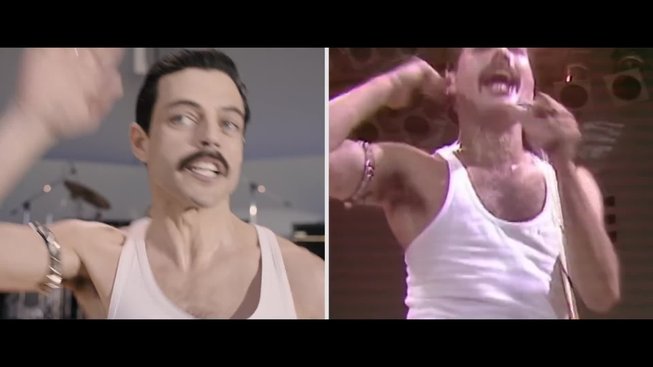 Bohemian Rhapsody - porovnání záběrů s koncertem Live Aid, We Will Rock You