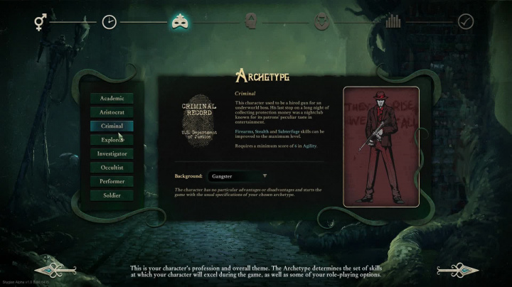 Stygian: Reign of the Old Ones - Tvorba postavy