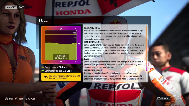 MotoGP 20 - Správa paliva